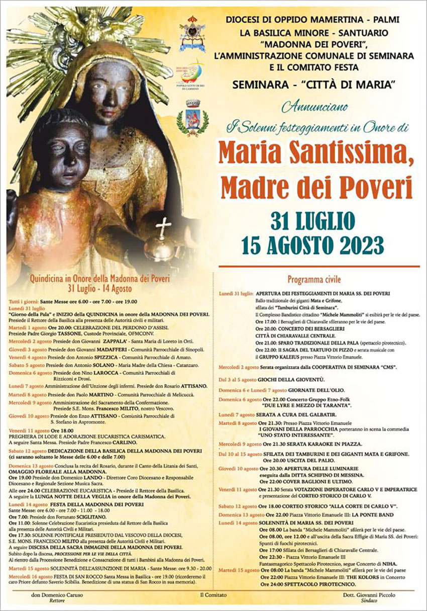 locandina festeggiamenti Madonna dei Poveri 2023